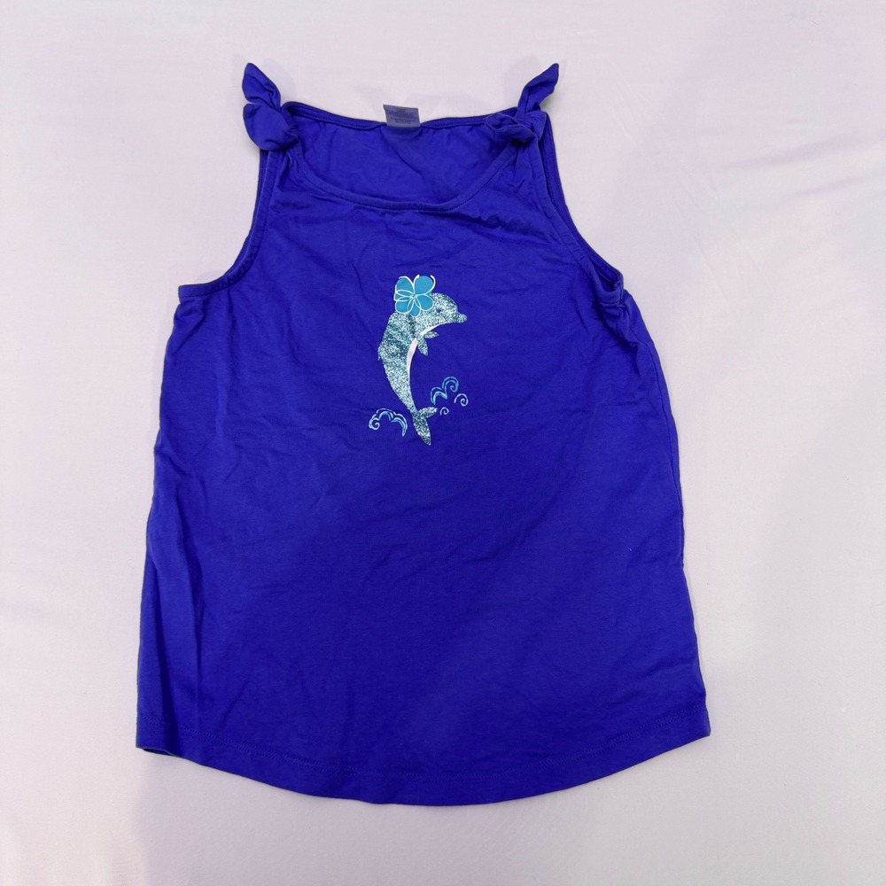 Girls Blue Tank Top with Dolphin